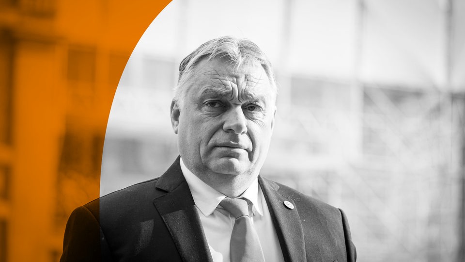 Keyvisual zum ARD Radiofeature: Demontage der Demokratie - Doku über Viktor Orbans Propaganda. Porträt von Viktor Orban.