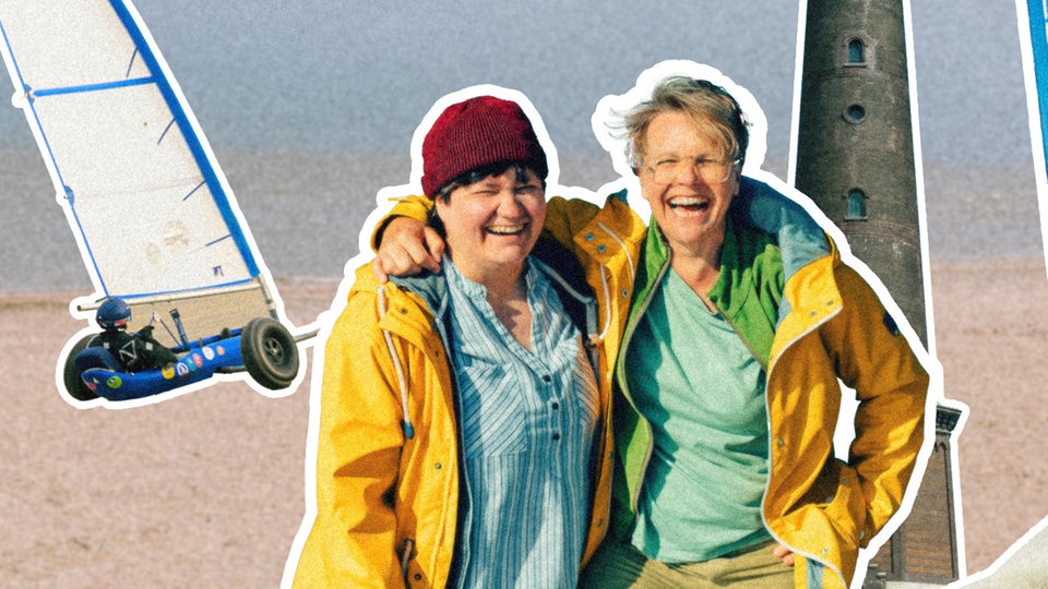 Katharina und Serafia am Strand von Borkum