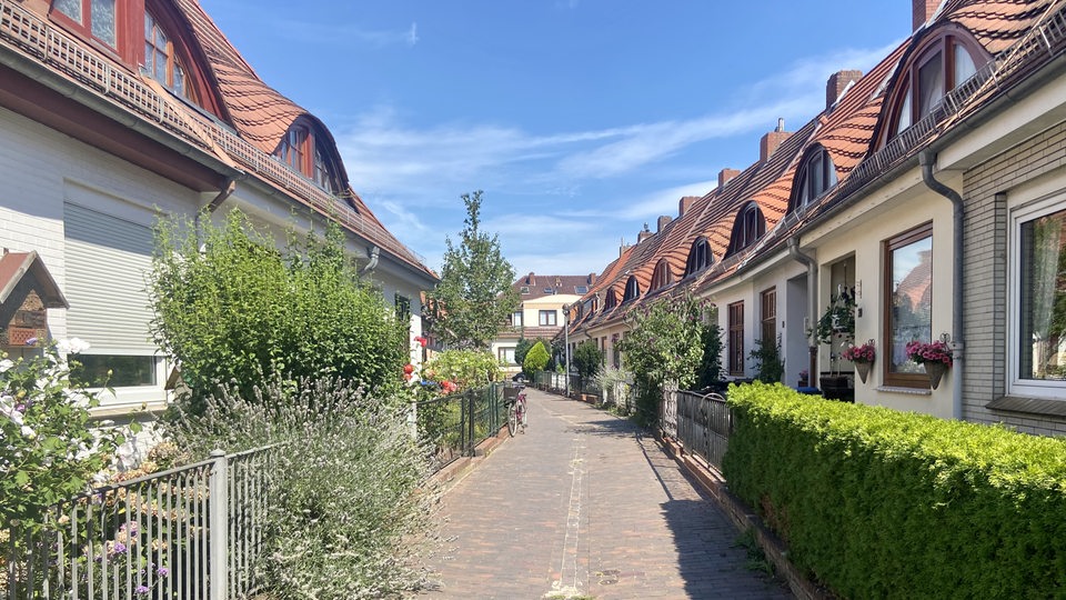 Blick in den Feierabendweg in Bremen-Gröpelingen