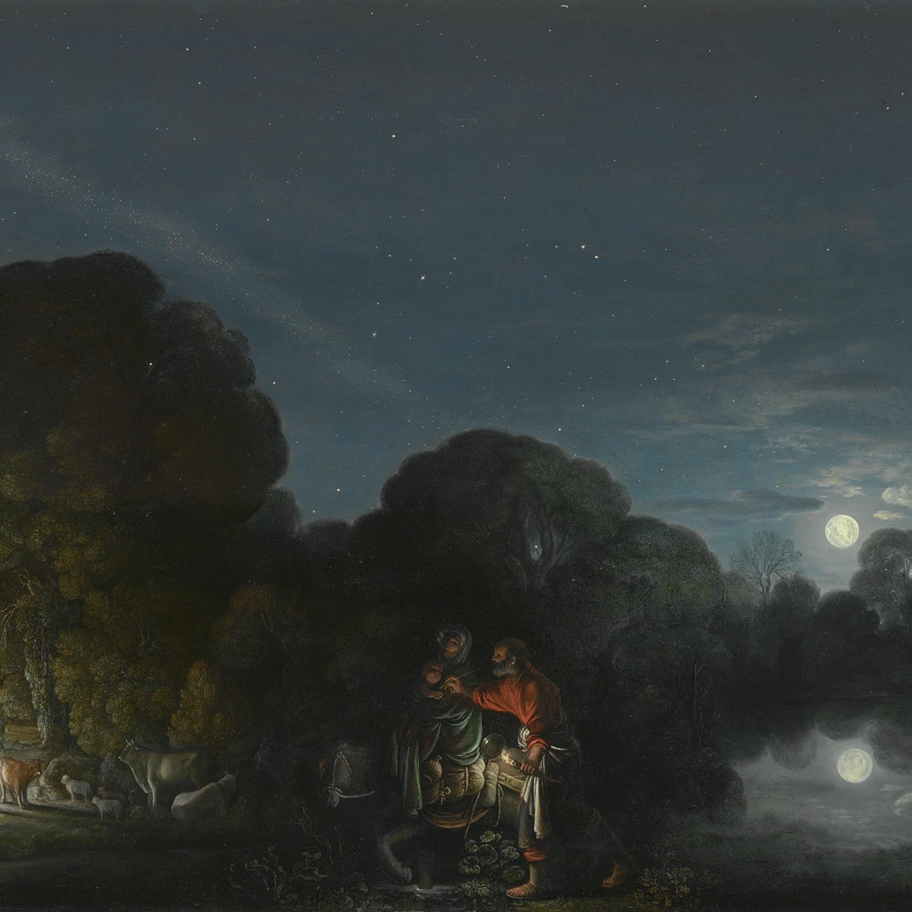 Gemälde: Adam Elsheimer, Die Flucht nach Ägypten, 1609 