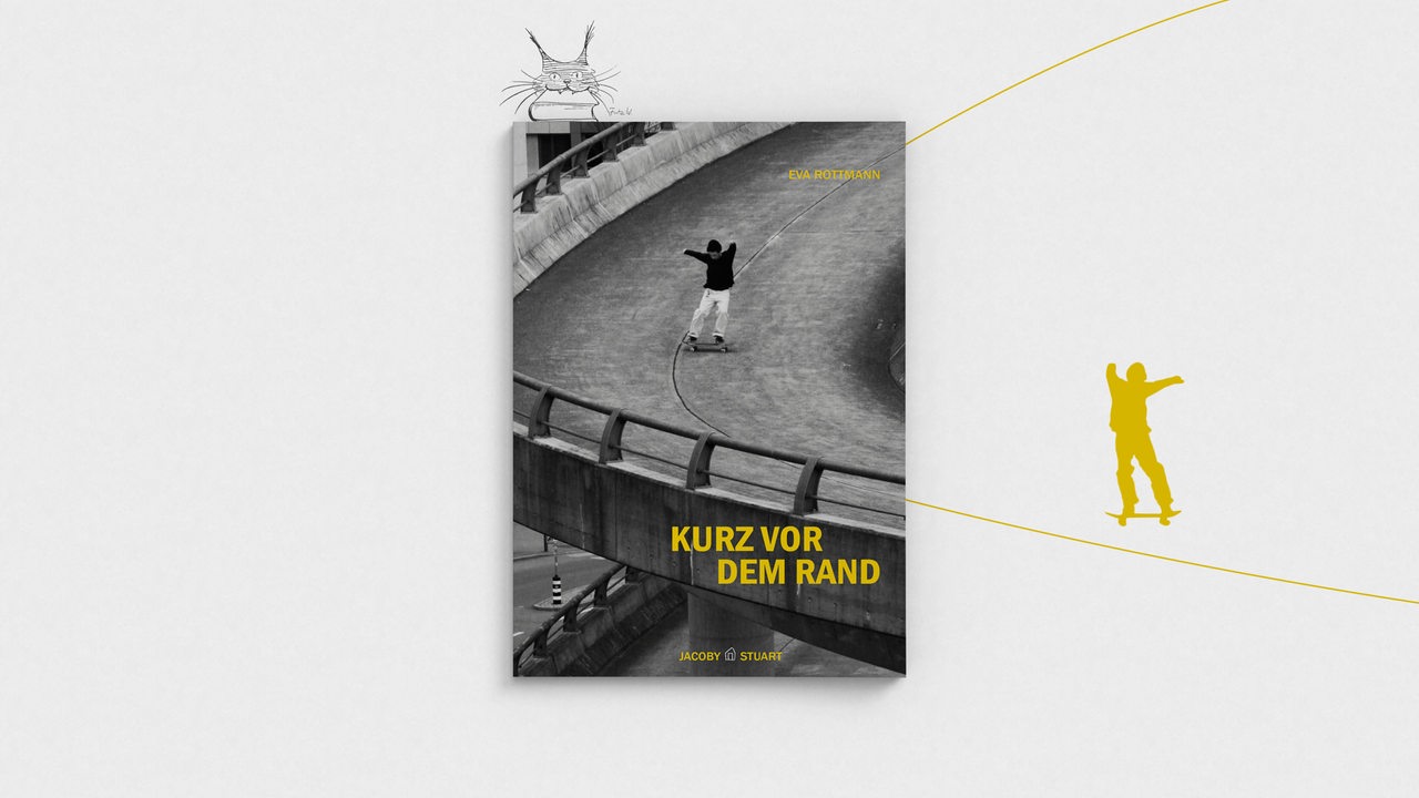 Buchcover Roman Eva Rottmann "Kurz vor dem Rand" als Luchs des Monats gestaltet