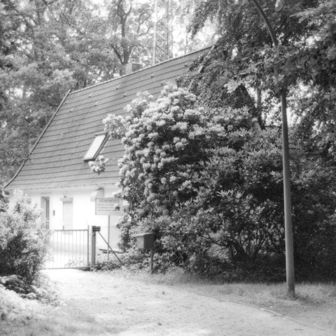 ein kleines Haus in einem Park