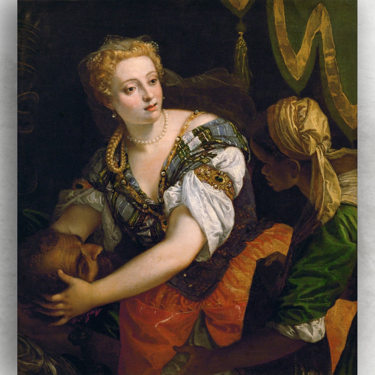 Gemälde von Paolo Veronese zeigt Judith mit dem abschlagenes Kopf von Holofernes(1550). 